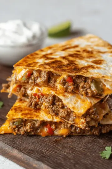 Cheesy Ground Beef Quesadillas for Two
