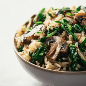 Mushrooms and Rice with Spinach