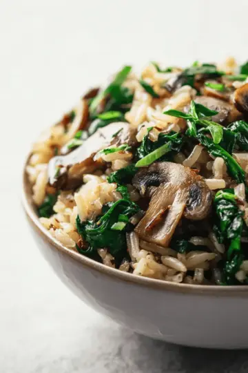 Mushrooms and Rice with Spinach