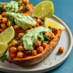 Stuffed Sweet Potatoes with Chickpeas and Avocado Crema