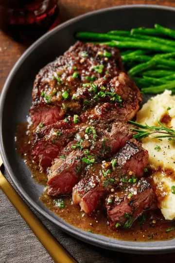 Ribeye and Roasted Garlic Pan Sauce