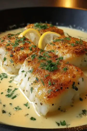 Baked Cod in Coconut Lemon Cream Sauce