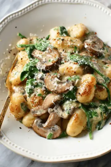 Creamy Mushroom and Spinach Gnocchi