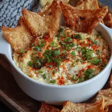 Crab Rangoon Dip with Crispy Wonton Chips