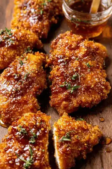 Baked Crunchy Hot Honey Chicken.