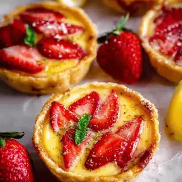Strawberry Honey Custard Tarts with Lemon Curd