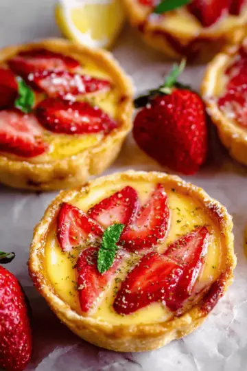Strawberry Honey Custard Tarts with Lemon Curd