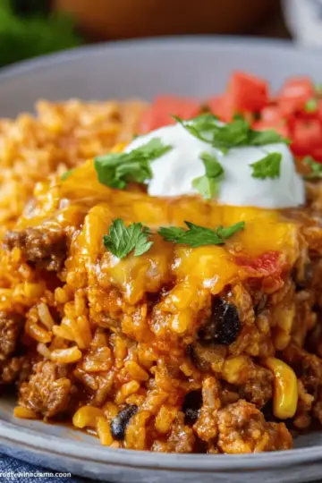 Beef Enchilada Casserole with Rice