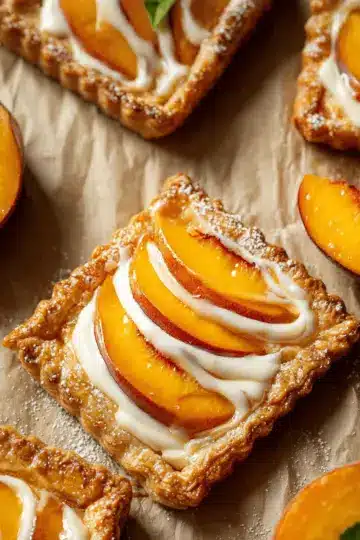 Peaches and Cream Puff Pastry Tarts