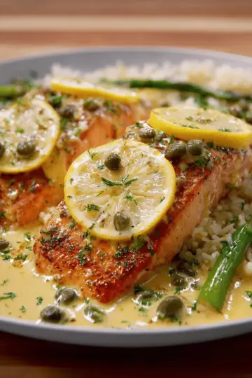 Easy One Pan Creamy Lemon Caper Butter Salmon