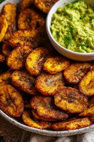 Baked Plantains with Avocado Dip