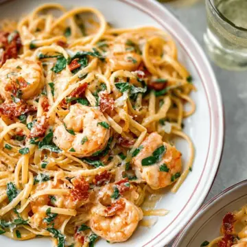 Creamy Tuscan Shrimp Linguine