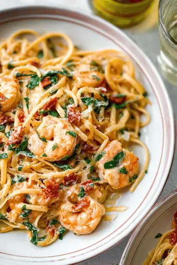 Creamy Tuscan Shrimp Linguine