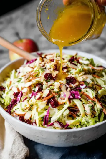 Cranberry Almond Thanksgiving Slaw with Apple Cider Vinaigrette