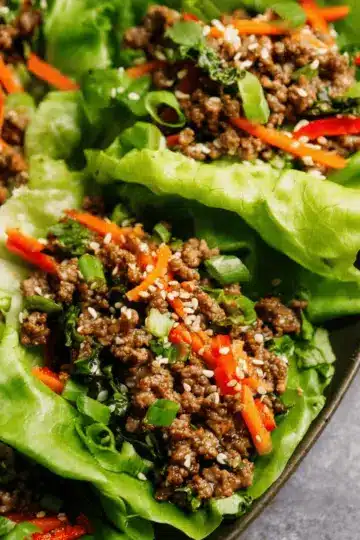 Asian-Style Ground Beef Lettuce Wraps