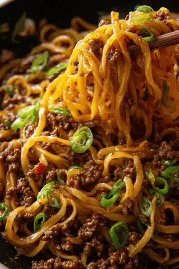 Mongolian Ground Beef Noodles