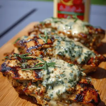 Grilled Stuffed Chicken with Cream Sauce