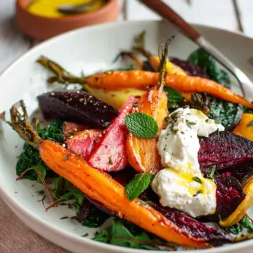 Roasted Beets and Carrots Salad with Burrata