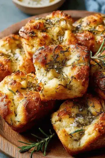 Easy Garlic Rosemary Focaccia Muffins