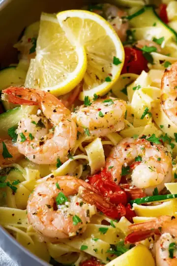 Shrimp Pasta with Lemon Garlic Sauce