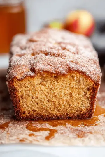 Apple Cider Donut Loaf Cake with a Cinnamon Sugar Coating