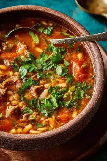 Harira (Moroccan Tomato, Lentil & Beef Soup)