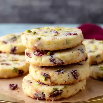 Cranberry Pistachio Shortbread Cookies