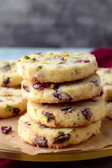 Cranberry Pistachio Shortbread Cookies