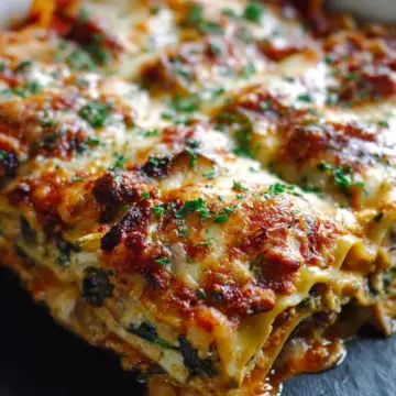 Skinny Mushroom Spinach Lasagna