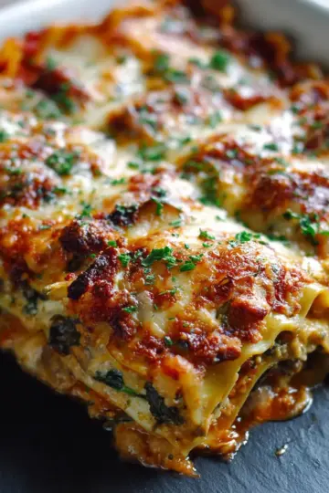 Skinny Mushroom Spinach Lasagna