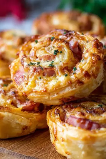 Ham and cheese pastry pinwheels
