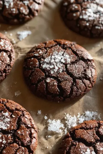 Salted Brownie Crinkle Cookies