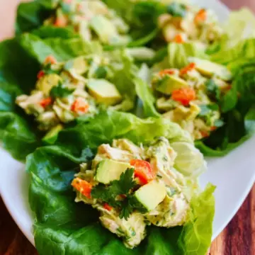 Avocado Chicken Salad Lettuce Wraps