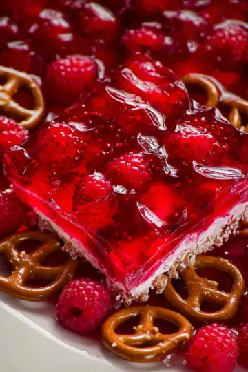 Raspberry Pretzel Jello