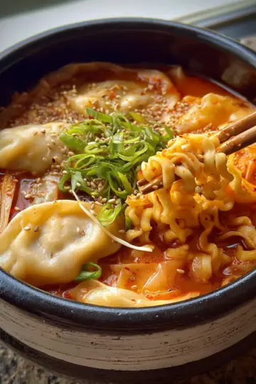 Kimchi Dumpling Ramen Soup