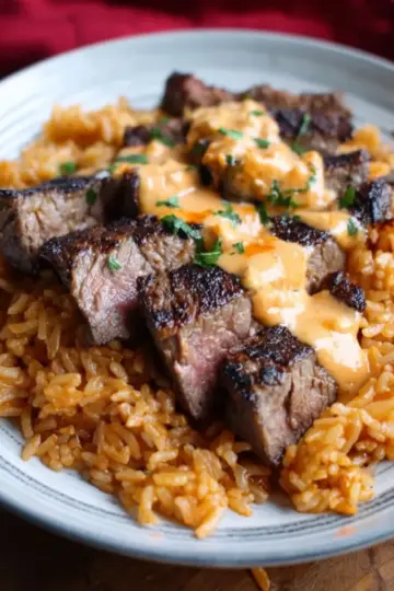 Red Rice with Steak and Queso
