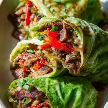 Philly Cheesesteak Cabbage Wraps