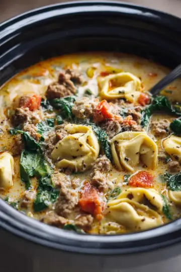 Crockpot Sausage Tortellini Soup