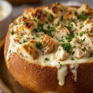 Irresistible Chicken Alfredo Garlic Bread Bowls