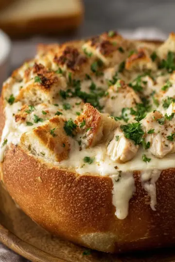 Irresistible Chicken Alfredo Garlic Bread Bowls