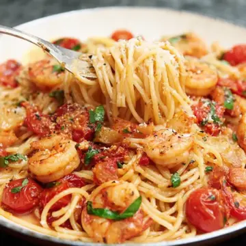 Chilli Prawn Pasta with Tomato, Lemon and Garlic