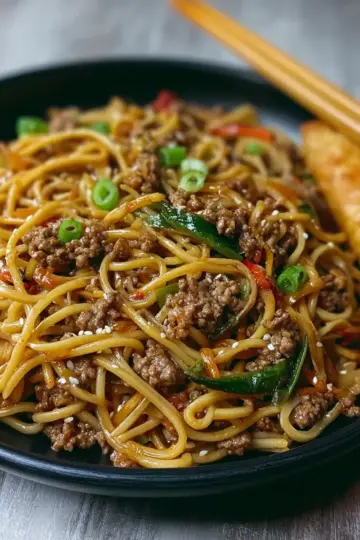 Mongolian Ground Beef Noodles