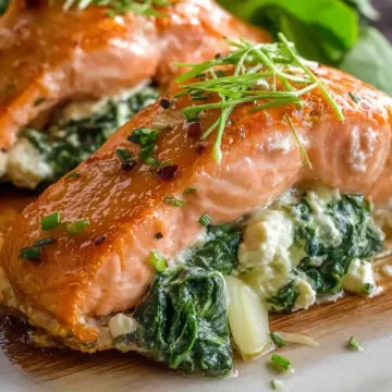 Spinach Feta Stuffed Salmon