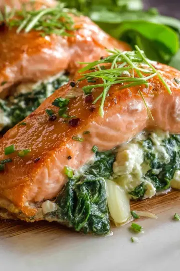 Spinach Feta Stuffed Salmon