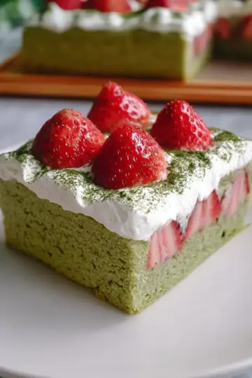 Strawberry Matcha Tres Leches Cake