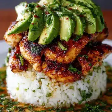 Honey Lime Chicken & Avocado Rice Stack