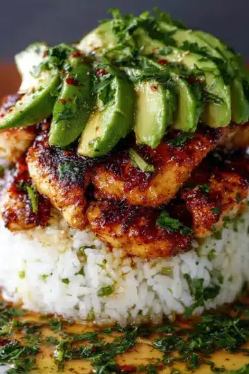 Honey Lime Chicken & Avocado Rice Stack