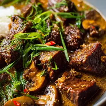 Lemongrass Coconut Braised Beef with Mushrooms