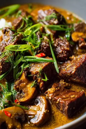 Lemongrass Coconut Braised Beef with Mushrooms